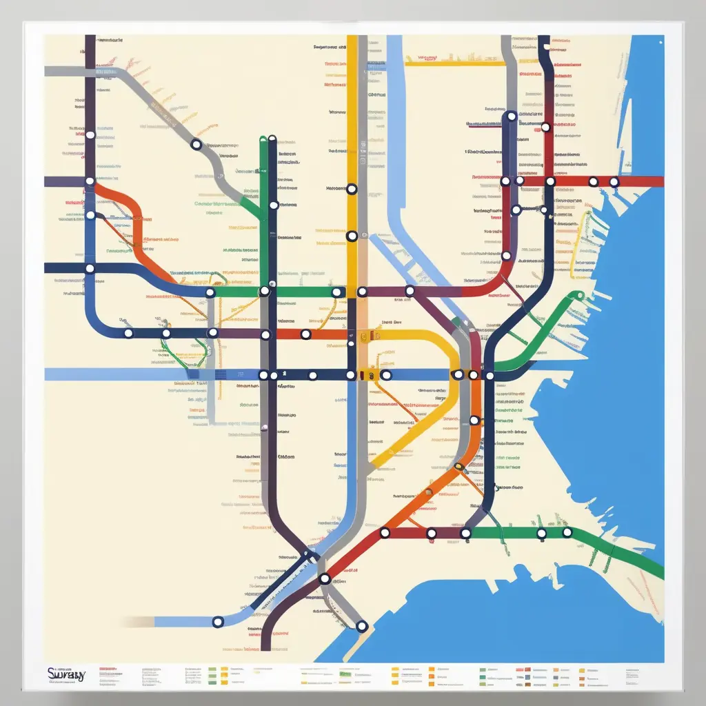 A stylized subway map